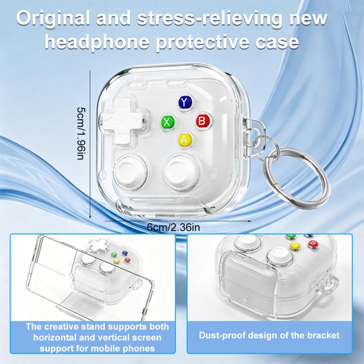 XDcase Transparent Retro Game Console Design Earbuds Case with Holder & Stress Relief Button, For Galaxy Buds4 / Buds4 Pro