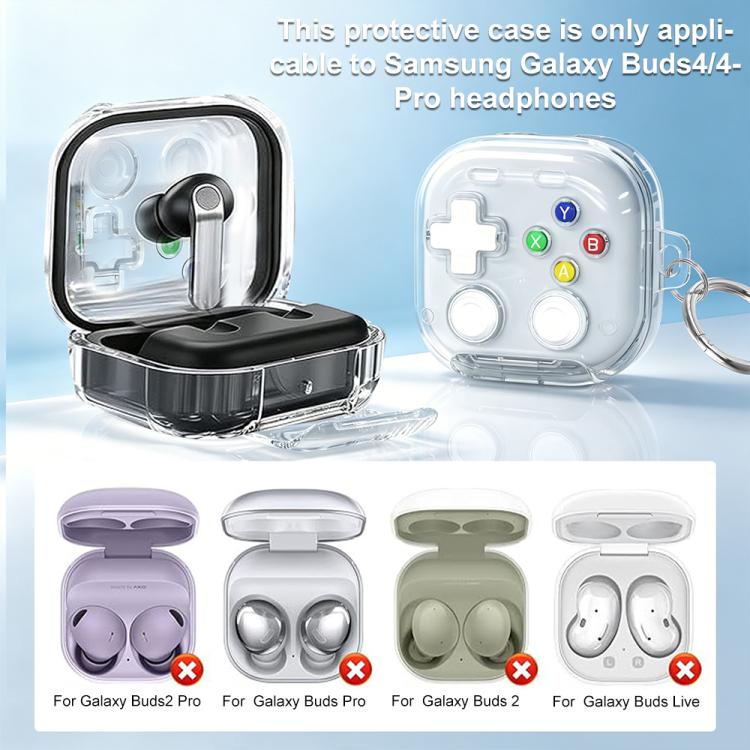 XDcase Transparent Retro Game Console Design Earbuds Case with Holder & Stress Relief Button, For Galaxy Buds4 / Buds4 Pro
