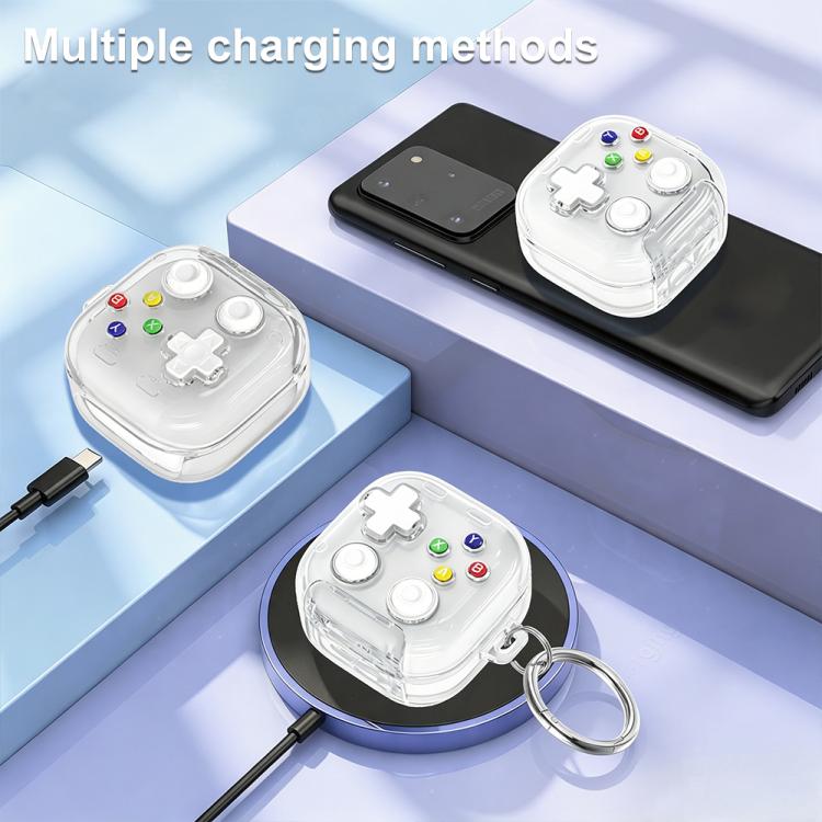 XDcase Transparent Retro Game Console Design Earbuds Case with Holder & Stress Relief Button, For Galaxy Buds4 / Buds4 Pro