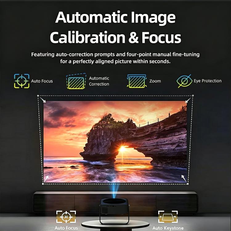 AUN A005 1080P 760ANSI LCD Display Smart Projector with Holder, EU Plug, US Plug, UK Plug, AU Plug