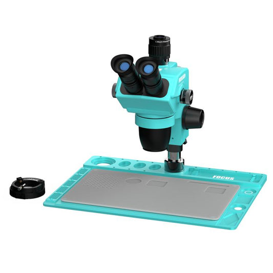 RF4 RF-6565Pro D2 6.5-65X Synchronous Zoom Trinocular Stereo Microscope with RF-D2 Aluminum Alloy Base, RF-6565Pro D2