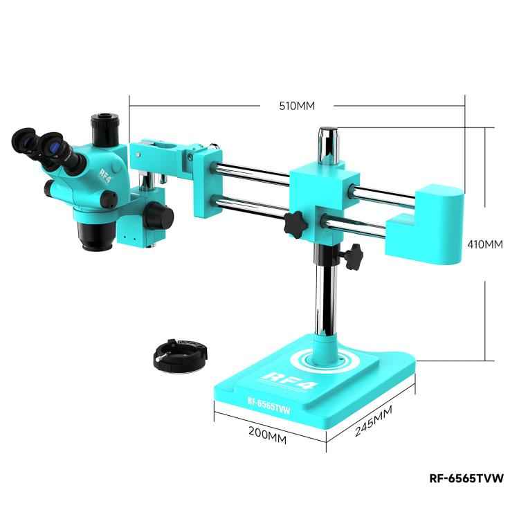 RF4 RF-6565TVW 6.5-65X High-definition Trinocular Stereo Continuous Zoom Industrial Microscope, RF-6565TVW