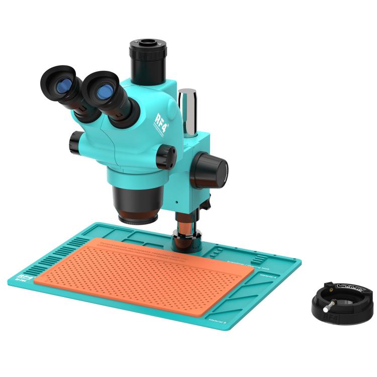 RF4 RF-6565-PO4 6.5X-65X Trinocular Stereo Zoom Microscope with PO4 Aluminum Alloy Base, RF-6565-PO4