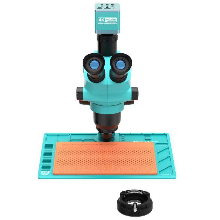 RF4 RF-6565-PO4-4K 6.5X-65X Trinocular Stereo Zoom Microscope with  with 4K Ultra HD Camera & PO4 Base, RF-6565-PO4-4K