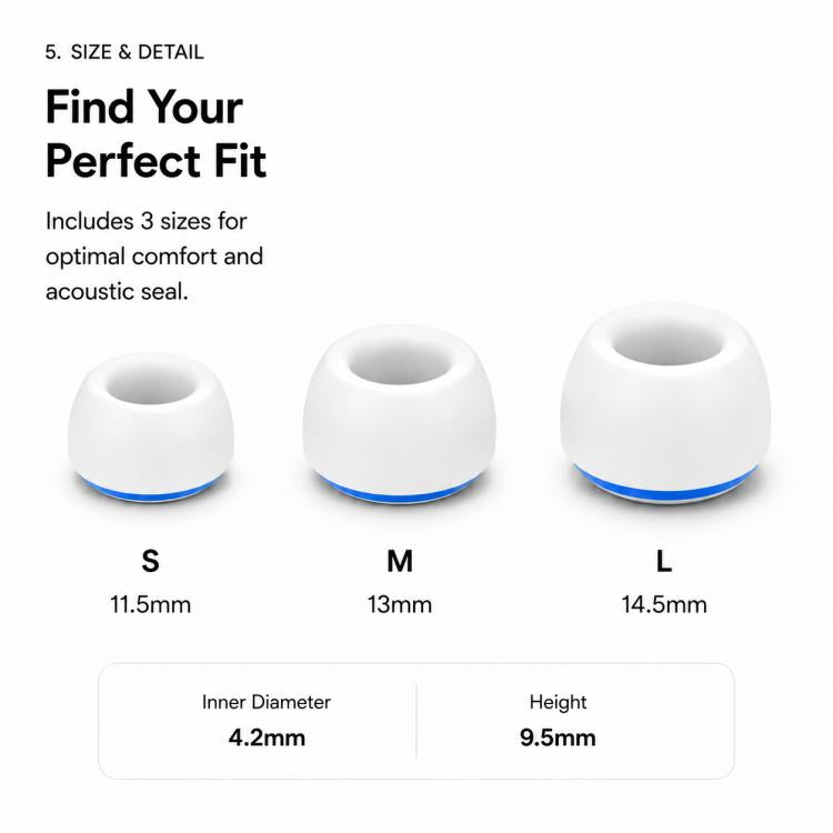 XDcase 3 Pairs Replacement Silicone Sponge Ear Tips, S/M/L Size, White Purple, White Blue