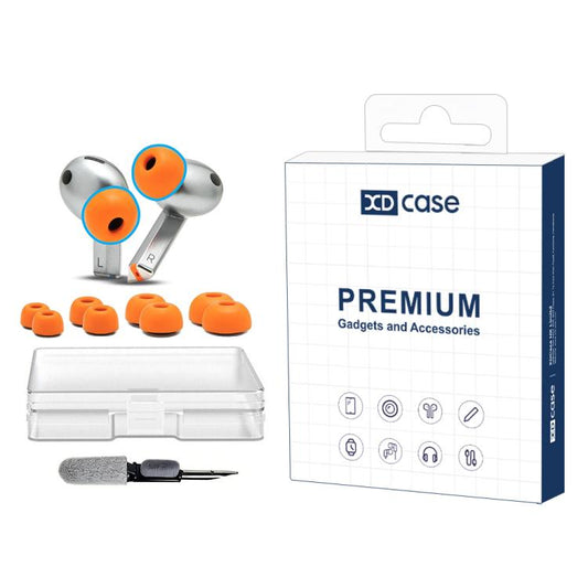 XDcase 4 Pairs Replacement Memory Foam Ear Tips Kit, XS/S/M/L Size, Cleaning Brush Color Random, For Galaxy Buds3 Pro / Buds4 Pro