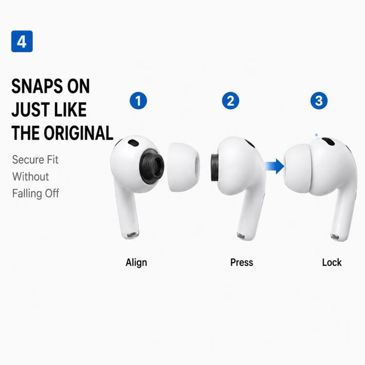 XDcase 5 Pairs Replacement Silicone Ear Tips Kit, L/M/S/XS/XXS Size, For AirPods Pro 3
