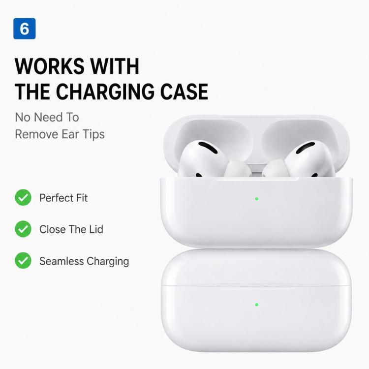 XDcase 5 Pairs Replacement Silicone Ear Tips Kit, L/M/S/XS/XXS Size, For AirPods Pro 3