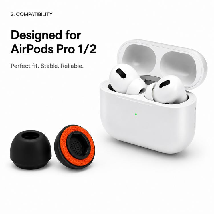 XDcase 4 Pairs Replacement Silicone Sponge Ear Tips Kit, L/M/S/XS Size, For AirPods Pro 2 / 1
