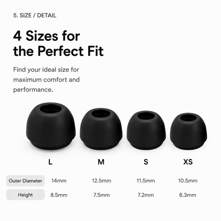 XDcase 4 Pairs Replacement Silicone Sponge Ear Tips Kit, L/M/S/XS Size, For AirPods Pro 2 / 1
