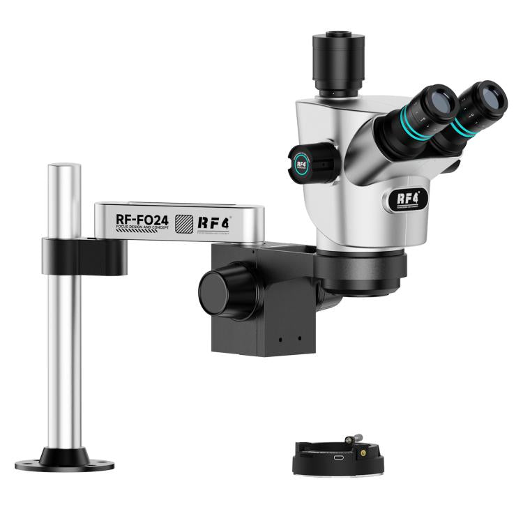 RF4 RF-CX71P-FO24 6.5X-65X Premium Dual-Anti Trinocular Stereo Microscope Head with FO24 Stand, RF-CX71P-FO24