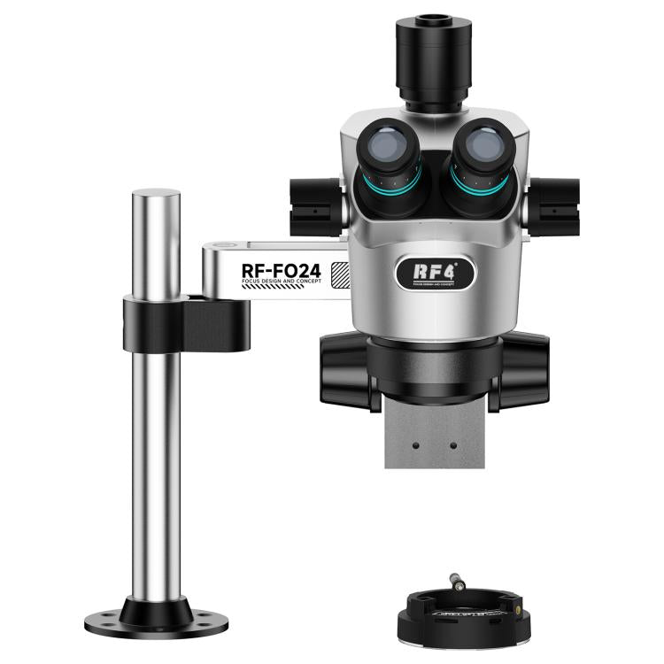 RF4 RF-CX71P-FO24 6.5X-65X Premium Dual-Anti Trinocular Stereo Microscope Head with FO24 Stand, RF-CX71P-FO24