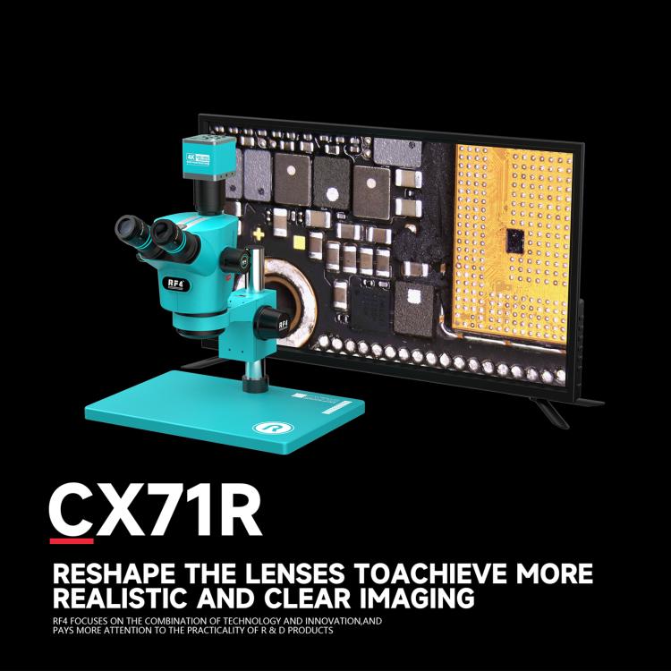 RF4 RF-CX71R 6.5-65X Ergonomic Design Trinocular Stereo Microscope with Big Aluminum Alloy Base, RF-CX71R