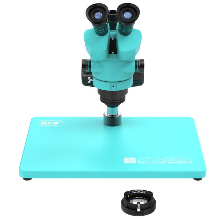 RF4 RF-6558X 6.5-58X Synchronous Zoom Trinocular Stereo Microscope with Aluminum Alloy Big Base, RF-6558X