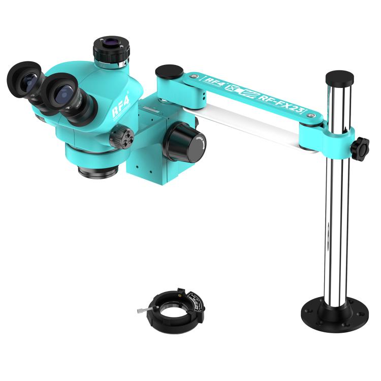 RF4 RF-FX23A 7-50X Free Swing Fixed Trinocular Stereo Microscope, Short Version, RF-FX23A