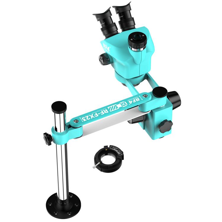 RF4 RF-FX23A 7-50X Free Swing Fixed Trinocular Stereo Microscope, Short Version, RF-FX23A