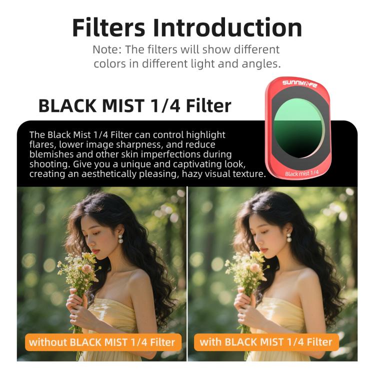 For DJI OSMO Pocket 3 Sunnylife Camera Lens Magnetic Metal Filter, MCUV, CPL, ND8, ND16, ND32, ND64, Black Mist 1/4, 3 in 1 Shadow Filter Set, 3 in 1 Portrait Filter Set, 3 in 1 CPL ND8/16, 3 in 1 Protective Filter Set, 4 in 1 ND8/16/32/64             ...