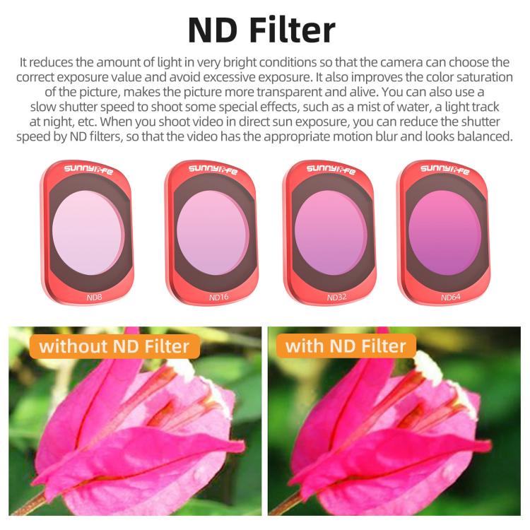 For DJI OSMO Pocket 3 Sunnylife Camera Lens Magnetic Metal Filter, MCUV, CPL, ND8, ND16, ND32, ND64, Black Mist 1/4, 3 in 1 Shadow Filter Set, 3 in 1 Portrait Filter Set, 3 in 1 CPL ND8/16, 3 in 1 Protective Filter Set, 4 in 1 ND8/16/32/64             ...