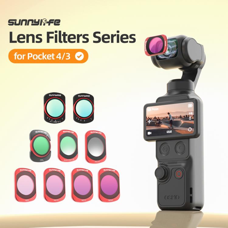 For DJI OSMO Pocket 3 Sunnylife Camera Lens Magnetic Metal Filter, MCUV, CPL, ND8, ND16, ND32, ND64, Black Mist 1/4, 3 in 1 Shadow Filter Set, 3 in 1 Portrait Filter Set, 3 in 1 CPL ND8/16, 3 in 1 Protective Filter Set, 4 in 1 ND8/16/32/64             ...
