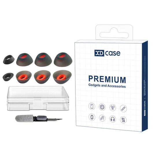 XDcase 4 Pairs Replacement Silicone Ear Tips Kit, XS/S/M/L Size, Cleaning Brush Color Random, For JBL Tune Flex / Flex 2 / 220TWS