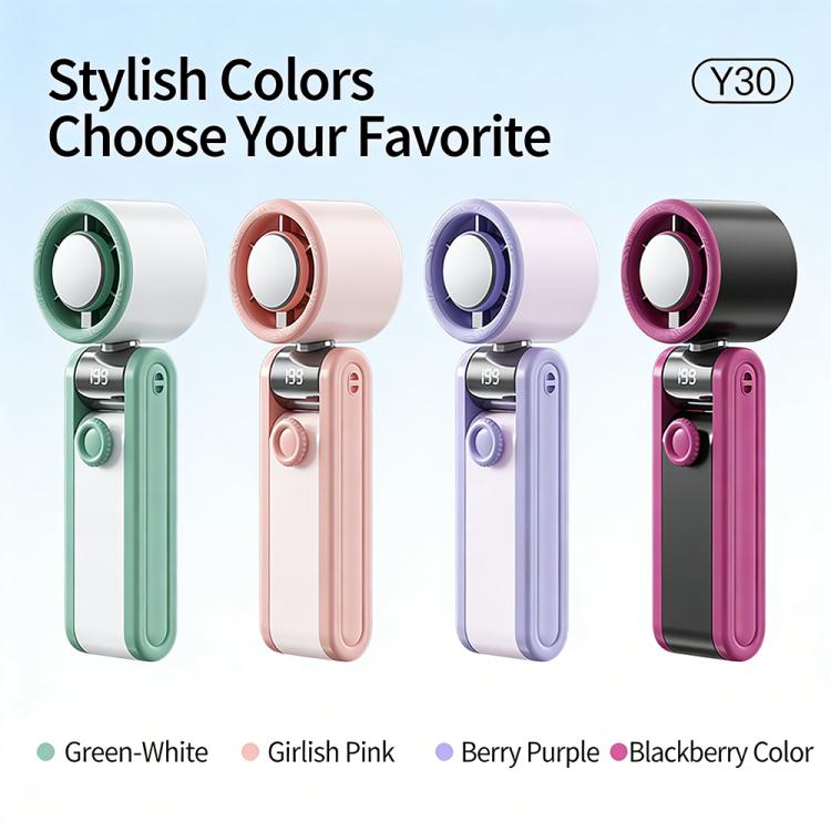 Y30 Portable Mini Tri-Fold Handheld Digital Display Cooling Fan