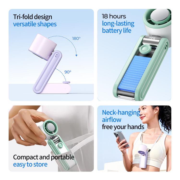 Y30 Portable Mini Tri-Fold Handheld Digital Display Cooling Fan