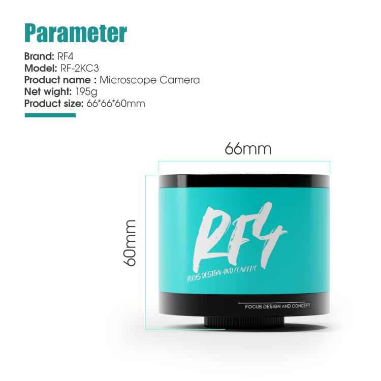 RF4 RF-2KC3 2K HD High-Resolution Adjustable Camera for Trinocular Stereo Microscope, RF-2KC3