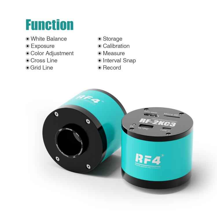 RF4 RF-2KC3 2K HD High-Resolution Adjustable Camera for Trinocular Stereo Microscope, RF-2KC3