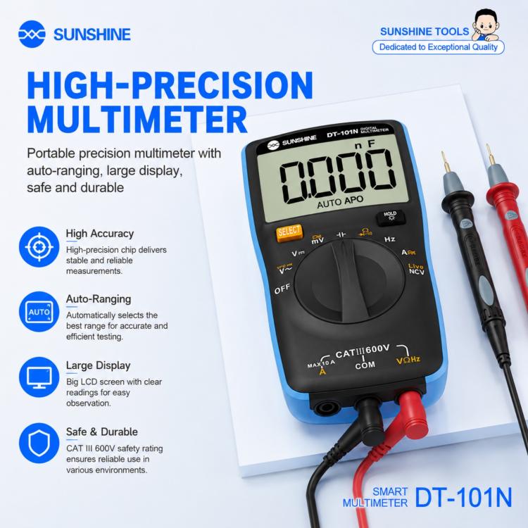 SUNSHINE DT-101N Pocket-Style Auto-Range Smart Precision Multimeter, DT-101N