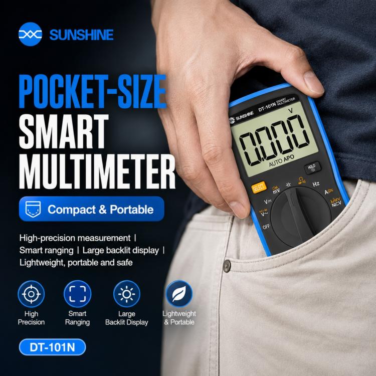 SUNSHINE DT-101N Pocket-Style Auto-Range Smart Precision Multimeter, DT-101N