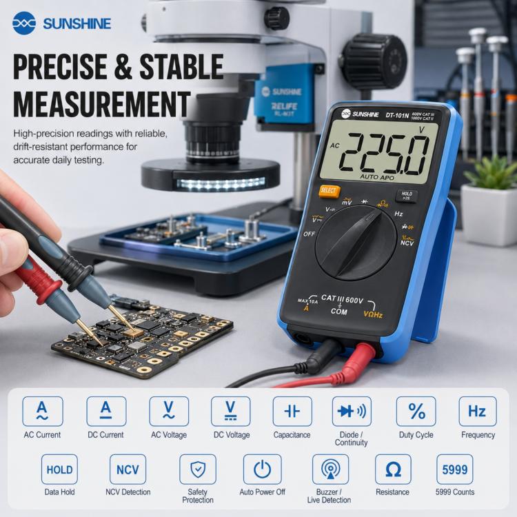 SUNSHINE DT-101N Pocket-Style Auto-Range Smart Precision Multimeter, DT-101N