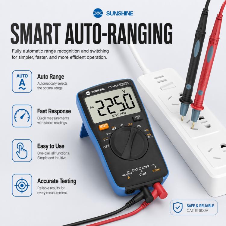 SUNSHINE DT-101N Pocket-Style Auto-Range Smart Precision Multimeter, DT-101N