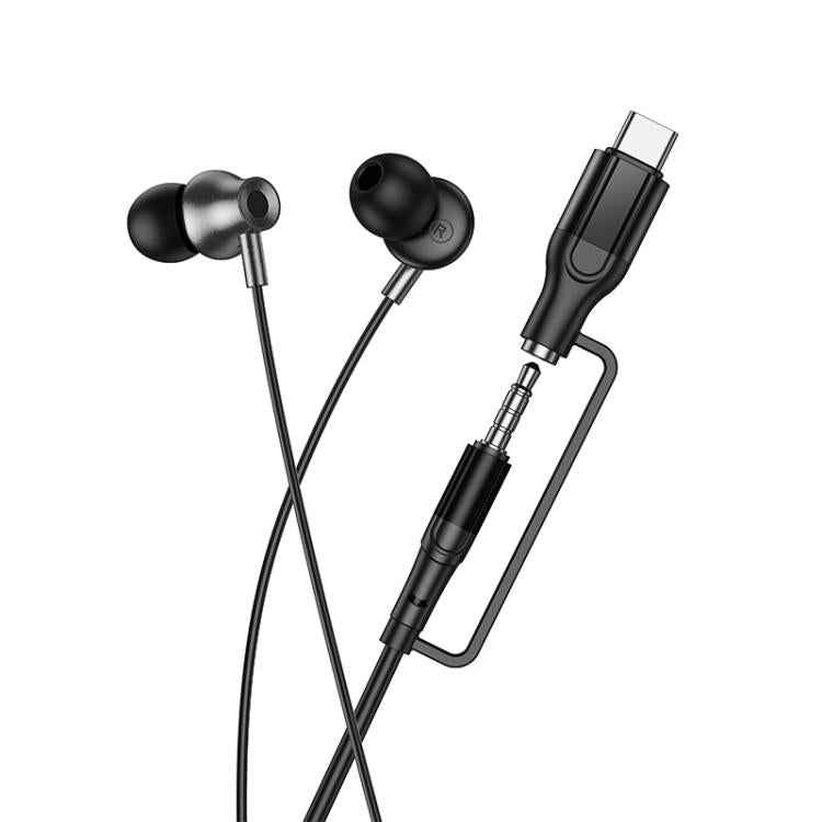 hoco M119A Mia 2-in-1 3.5mm & Type-C Universal Digital Earphones with Microphone, M119A 3.5mm & Type-C