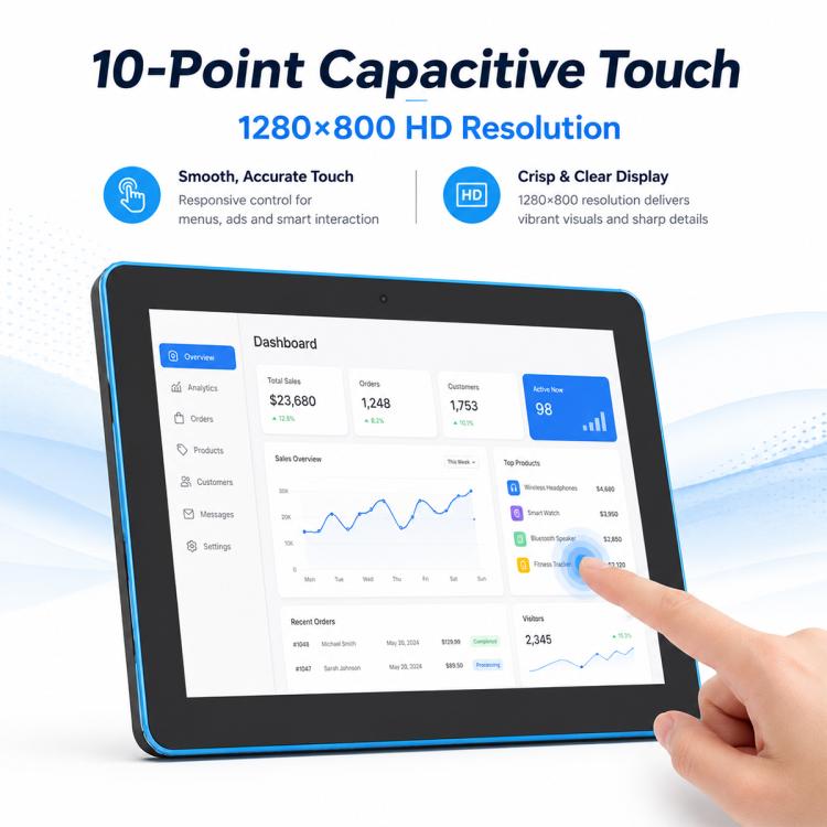 WA1058T 10.1 inch IPS HD Touch Screen Digital Signage, 2GB+16GB, Android 11 RK3568 Quad Core, US Plug, EU Plug, UK Plug
