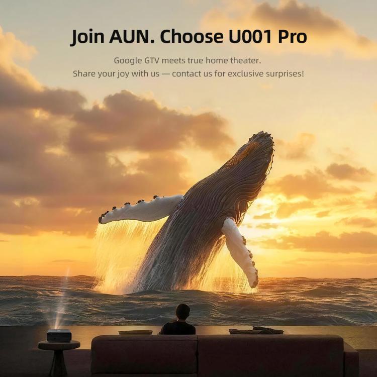 AUN U001 Pro 1080P 2050ANSI For Google TV Android 14 OS Smart Projector, EU Plug, US Plug, UK Plug, AU Plug