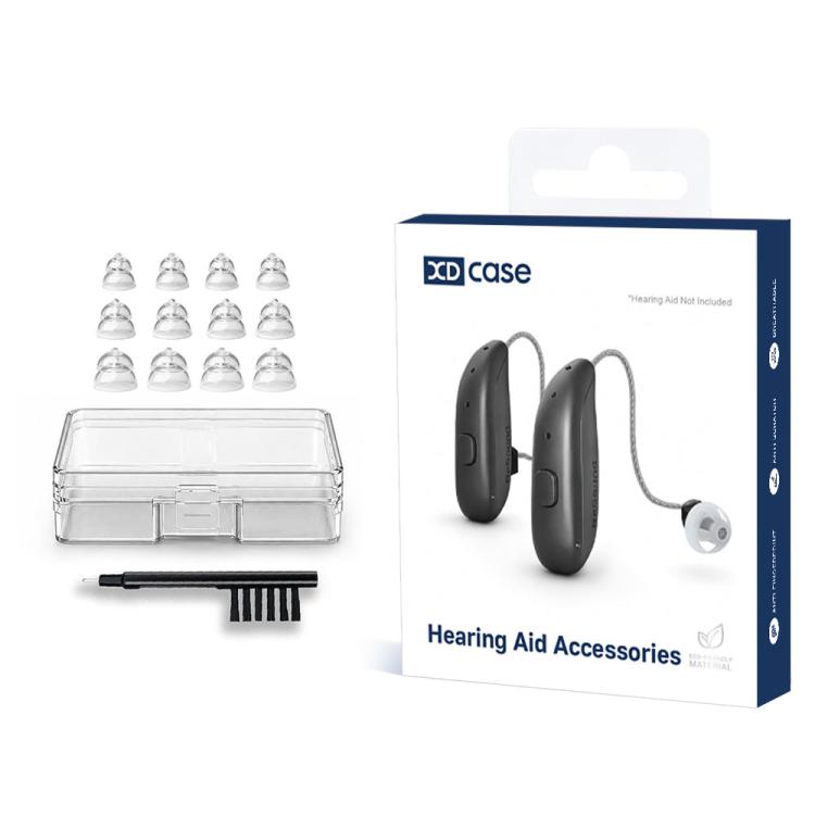 XDcase 6 Pairs Silicone MiniFit Power Domes Kit with Cleaning Tools & Carry Case, L/M/S Size, For Oticon Hearing Aids