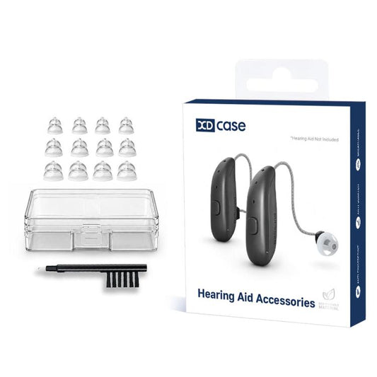 XDcase 6 Pairs Silicone MiniFit Power Domes Kit with Cleaning Tools & Carry Case, L/M/S Size, For Oticon Hearing Aids