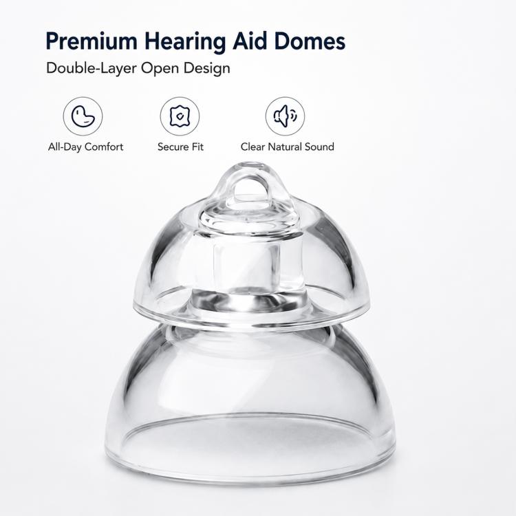 XDcase 6 Pairs Silicone MiniFit Power Domes Kit with Cleaning Tools & Carry Case, L/M/S Size, For Oticon Hearing Aids