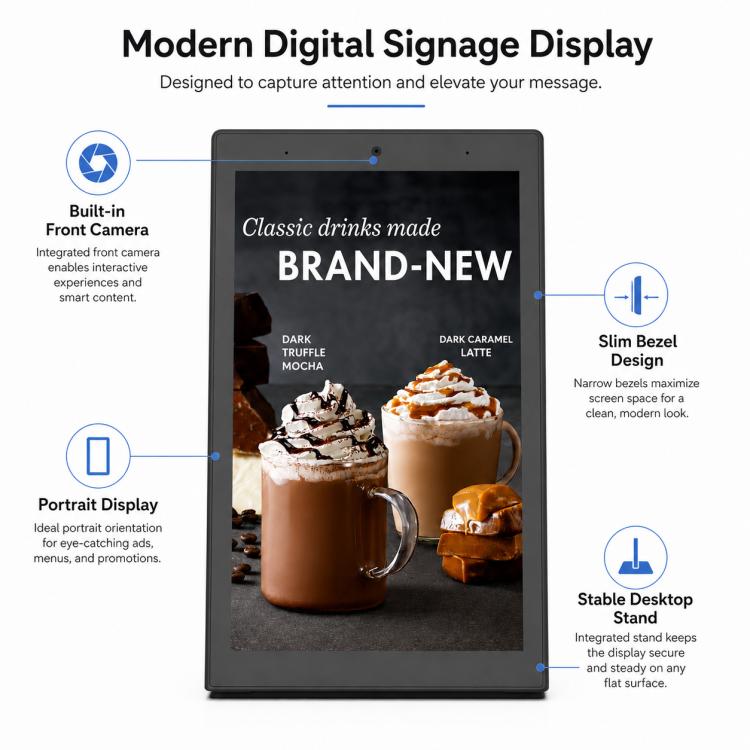 WL1039T 10.1 inch Vertical Screen HD Touch Screen Digital Signage, 4GB+64GB, Android 14 RK3576S Quad Core, US Plug, EU Plug, UK Plug