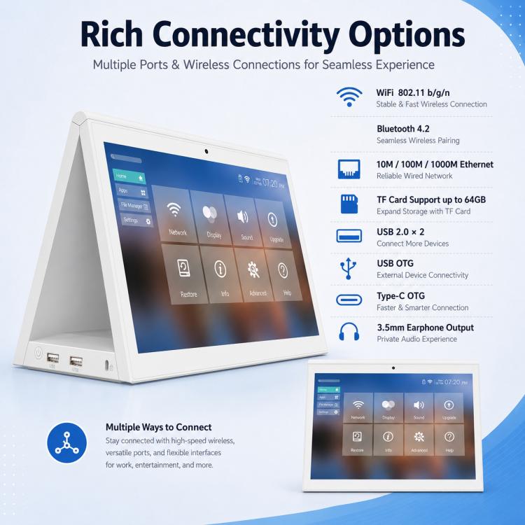 WD1028T 10.1 inch HD Dual Touch Screen Digital Signage, 2GB+16GB, Android 11 RK3568 Quad Core, EU Plug, US Plug, UK Plug