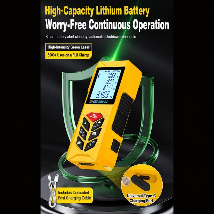 ZHENBING N1 Advanced Version Handheld Green Cross Line Laser Distance Meter, 50m, 70m, 100m, 120m, 150m