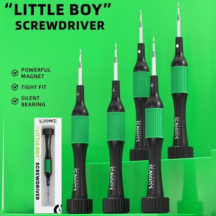 Luowei Little Boy Smooth Bearings Alloy Magnetic Screwdriver, Y-shaped 0.7, Hexagon T2, Cross 1.2, Five Stars 0.8, Medium Plate 2.5, 5 in 1 Set