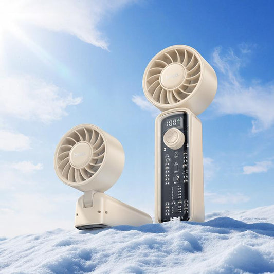 hoco HX602 Transparent 8000RPM Digital Display Foldable Portable Electric Fan, HX602