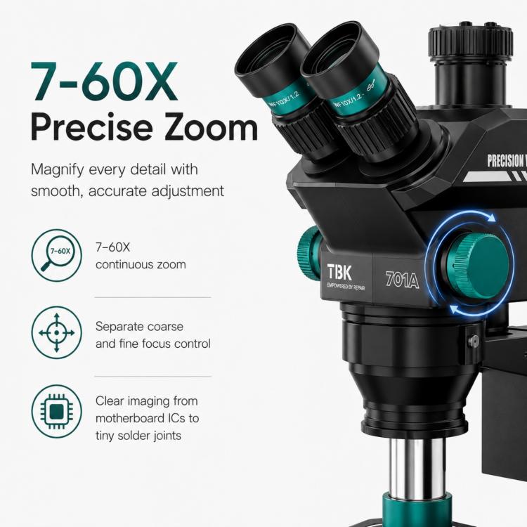 TBK TBK-701A 48MP 7X-60X Continuous Zoom Digital Microscope, TBK-701A