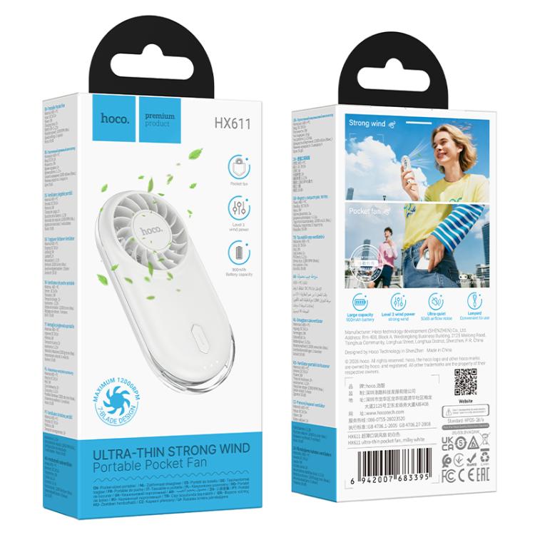 hoco HX611 Ultra-thin Display Pocket Fan, HX611