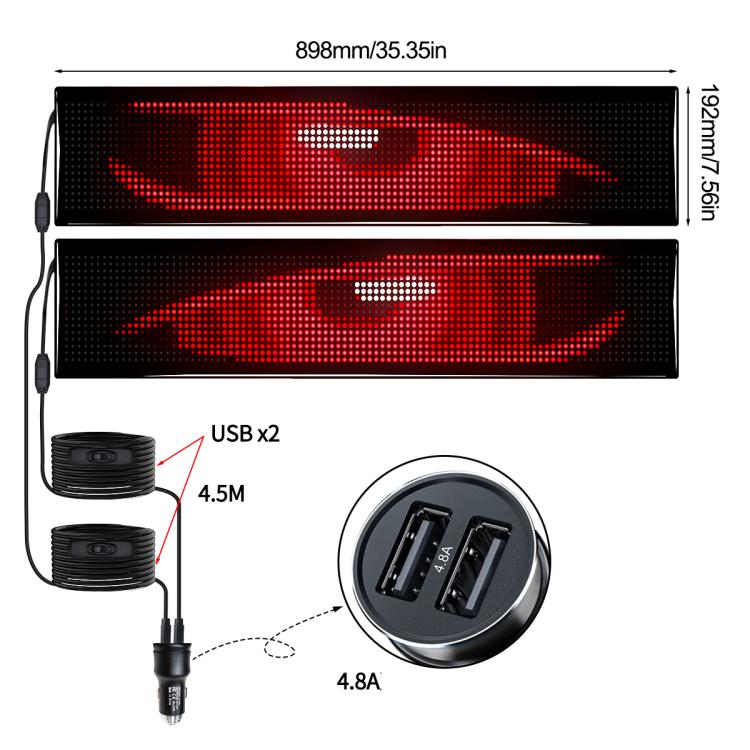 2pcs 16 x 96 Plus Pixels  Ultra-Thin Waterproof Programmable LED Flexible Matrix Display Screen, USB