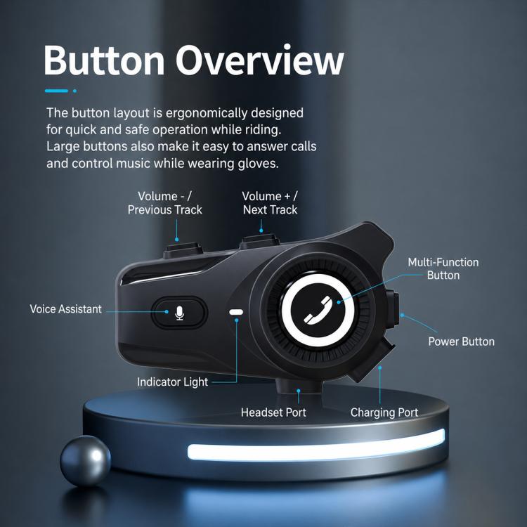 Noise Reduction Motorcycle Helmet Waterproof Wireless Bluetooth Earphone