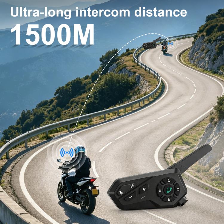 Motorcycle Helmet Waterproof Wireless Walkie-Talkie Bluetooth Earphone, Black