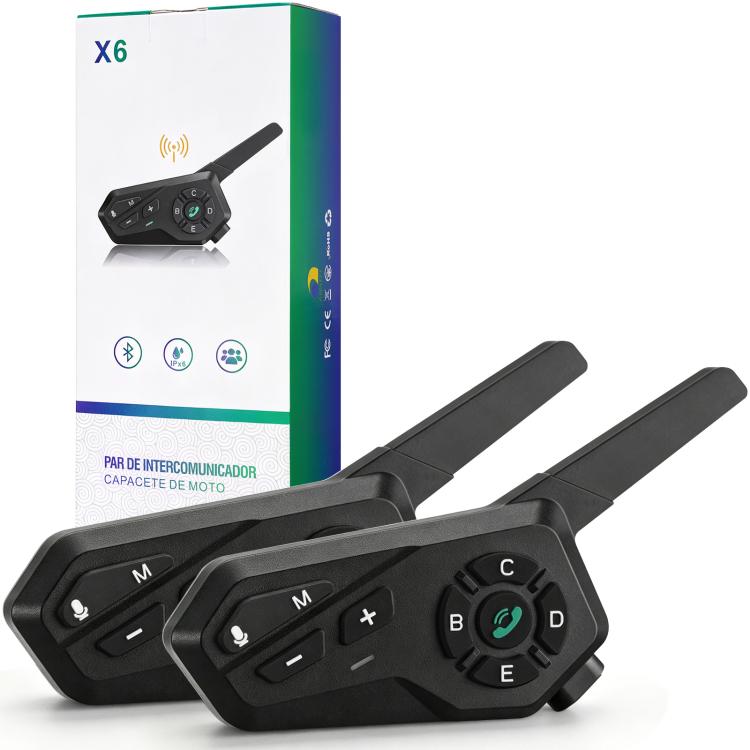 Motorcycle Helmet Waterproof Wireless Walkie-Talkie Bluetooth Earphone, Black