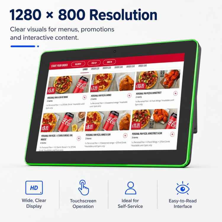 WA1059T 10.1 inch HD Touch Screen Digital Signage with Light, 4GB+32GB, Android 14 RK3576S Quad Core, US Plug, EU Plug, UK Plug